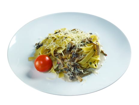 Pasta with mushroom sauce .close up shot