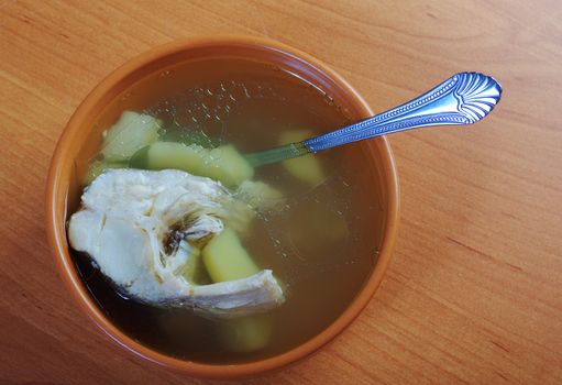 Ukha. Russian home  traditional fish soup.