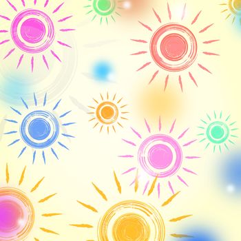 abstract background - paint color suns and dots