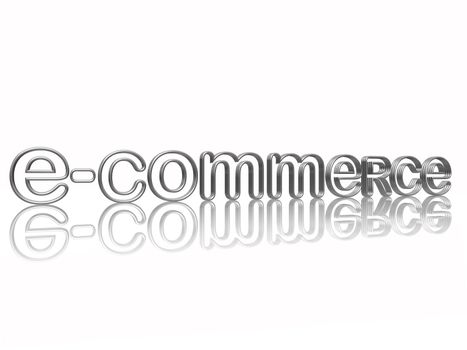 e-commerce isolated 3d silver text with reflection