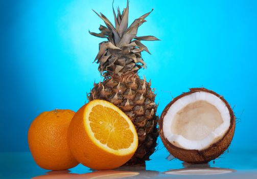 Pineapple,orange and Coconut Piece closeup