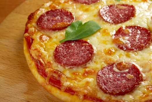 homemade pizza  Pepperoni.Closeup 