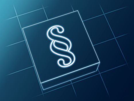 wire glowing paragraph sign over box and net