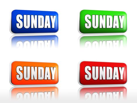 Sunday Four color buttons with sign red, blue, orange, green