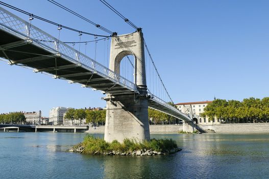 Footbridge in Lyon (France) with morning light