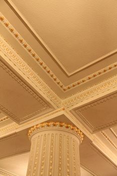 Fragments of columns and decorative ornament ceiling