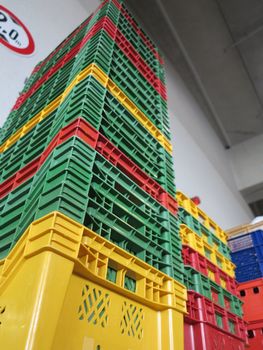 Colour plastic boxes out side