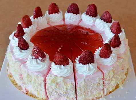 strawberry ice cream cake , Beautiful decorated fruit cake