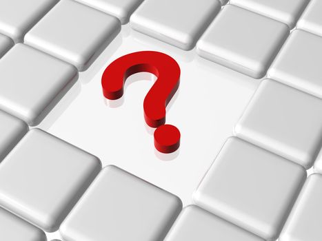 3d red question sign with white boxes