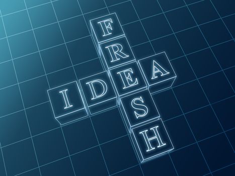 Fresh idea� 3d glass boxes with text over dark background