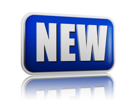 New � white text in 3d blue banner