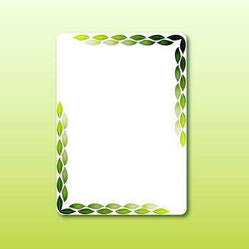 spring frame - leaves over white paper and gradient