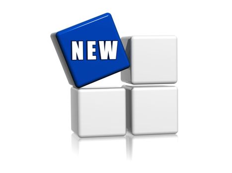 New � 3d white and blue boxes with text