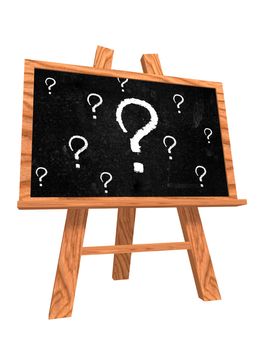 3d isolated blackboard with easel with questions sign