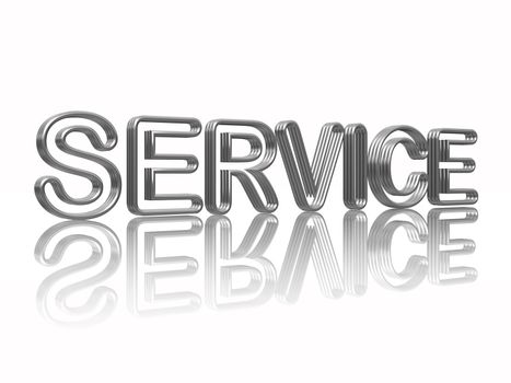 Service - 3d silver metal text with reflection