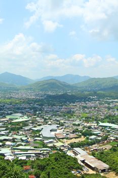 Hong Kong rural area with many houses - Yuen Long Plain area