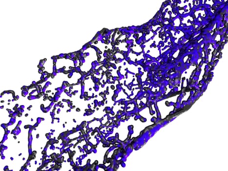 Purple and black liquid fibers with a white background