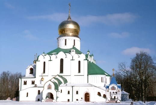 View of tradition russian cathedral in winter day