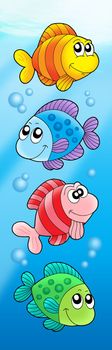 Four various cute fishes - color illustration.