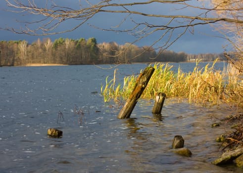Lake autumn storm