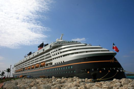 A Cruise Ship docked in the Carribbean