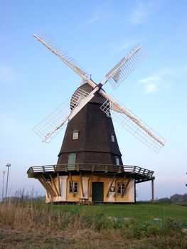 Evening view of old Danish windmill.