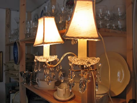 Antique Art-deco style wall lamp in a secondhand shop