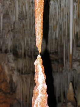 Close up formation of Stalactite and stalagmite 