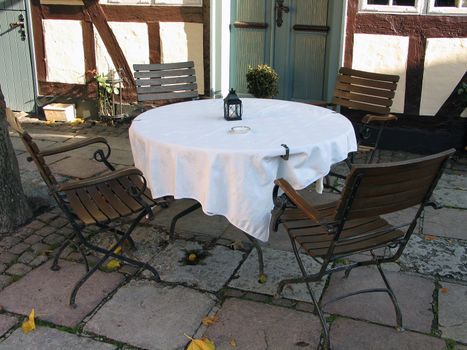 Coffee table for four ready to be served
