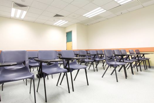 Chairs in a university classroom