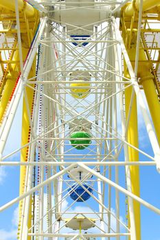 Ferris wheel against a blue sky 