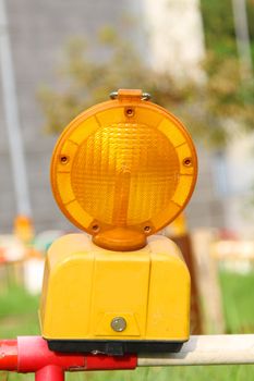 Conspicuous yellow warning road flashlight