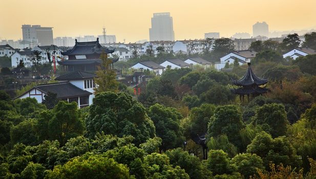 Ancient Pan Men Water Gate Dating Back to 1351 Pagoda Apartments Hotels Only Land Water Gate Suzhou, Jiangsu, China