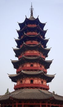 Ancient Chinese Ruigang Auspicious Light Pagoda Dates Back to 1004 AD in Song Dynasty Suzhou China