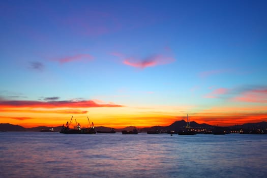 Sunset in Hong Kong at summer time