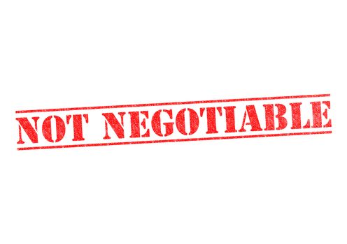 NOT NEGOTIABLE rubber stamp over a white background.