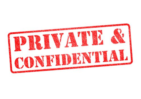 PRIVATE &CONFIDENTIAL rubber stamp over a white background.