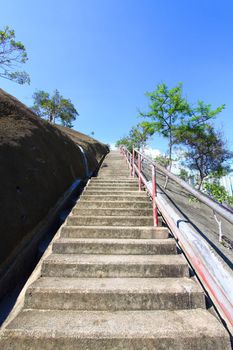 Hiking trail with many steps