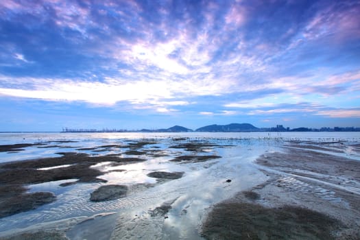 Sunset in Hong Kong at dusk