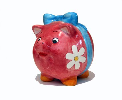 Piggy bank or money-box on a white studio background.