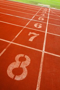 Running track lanes for athletes