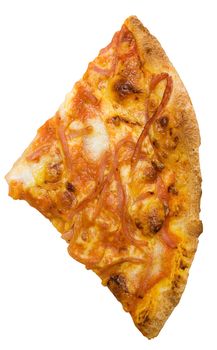 Piece of pizza isolated on a white background. File contains clipping path.