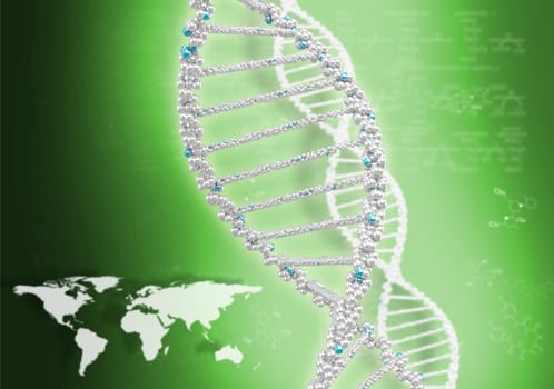 DNA helix against the colored background, scientific conceptual background