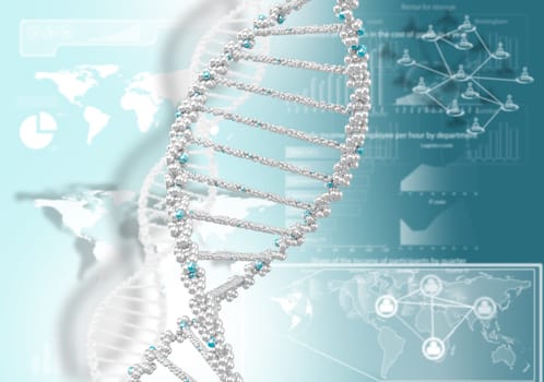 DNA helix against the colored background, scientific conceptual background