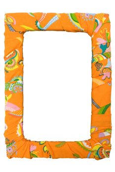 Orange textile frame isolated on a white background. File contains clipping path.