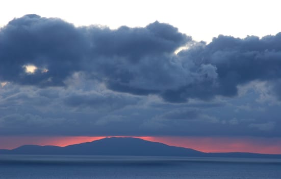 Sunset on the Adriatic sea with clouds