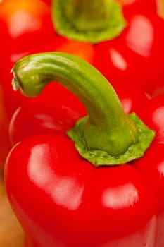 Macro view of sweet red peppers