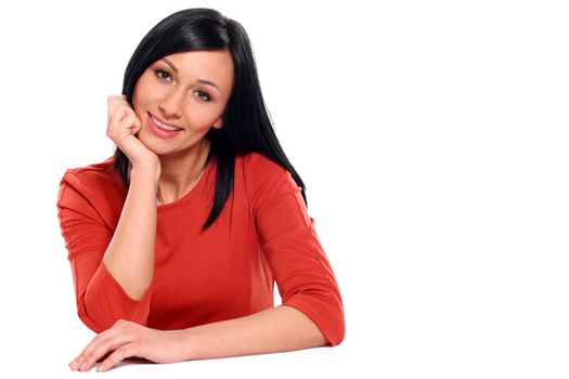 Beautiful caucasian woman isolated over white background