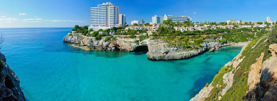 Panoramic View of Bay Majorca with a bird's eye view. Island of Mallorca, Spain