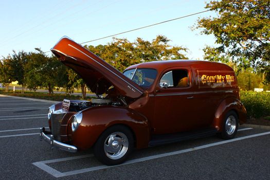GLOUCESTER, VA, USA -OCTOBER 7: Vintage 1940 Sedan Delivery in the Middle Peninsula Classic Cruisers Club weekly Car Show. Main Street Center. October 7, 2011 in Gloucester, VA, USA